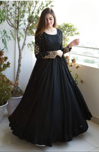 3 Piece Heavy Embroidered With Front And Back Pearls Attached Gown With Maxi Trouser