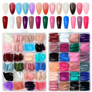 576 Pcs Box Colorful Artifical Nails Acrylic Full Cover Nail  Fake Nails  Fancy Artifical Nails  French Nails  Nails For Girls In Multicolours