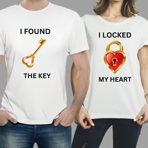 Combo Of My Heart & The Key Style White T-shirt With Cute Design – Heart & Key Design T-shirts  – Best Quality T-shirts For Girls | T-shirt For Women – T-shirt For Men