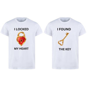 Combo Of My Heart & The Key Style White T-shirt With Cute Design – Heart & Key Design T-shirts  – Best Quality T-shirts For Girls | T-shirt For Women – T-shirt For Men