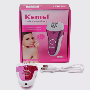 Kemei 1208-a Multifunctional Women Epilator & Shaver – Female Hair Remover – Rechargeable Electric Lady Shaver ( Random Color )