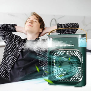 Portable Air Conditioner Fan Usb Electric Fan With Led Night Light, Fine Mist Water, And Humidifier Function | Led Night Light Water Mist (random Color)