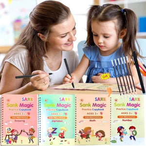 Sank Magic Book Practice | Tracing Handwriting First Pre-school Baby Learning Books For Kids (4 Books + Magic Pen With 10 Ink Refills )